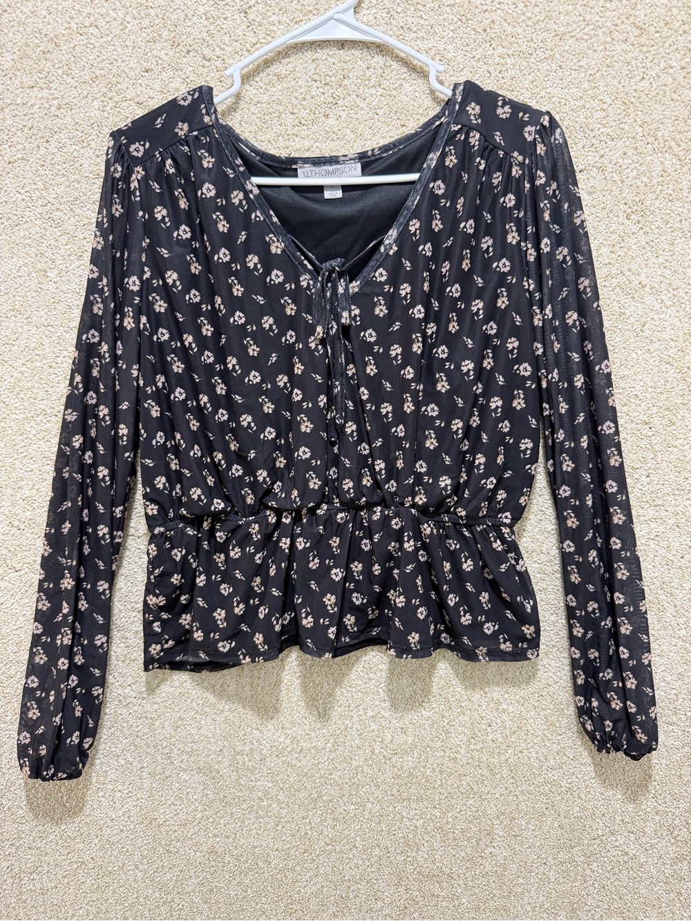 Dark floral peplum top sheer sleeves romantic fairy cute grunge fall Halloween